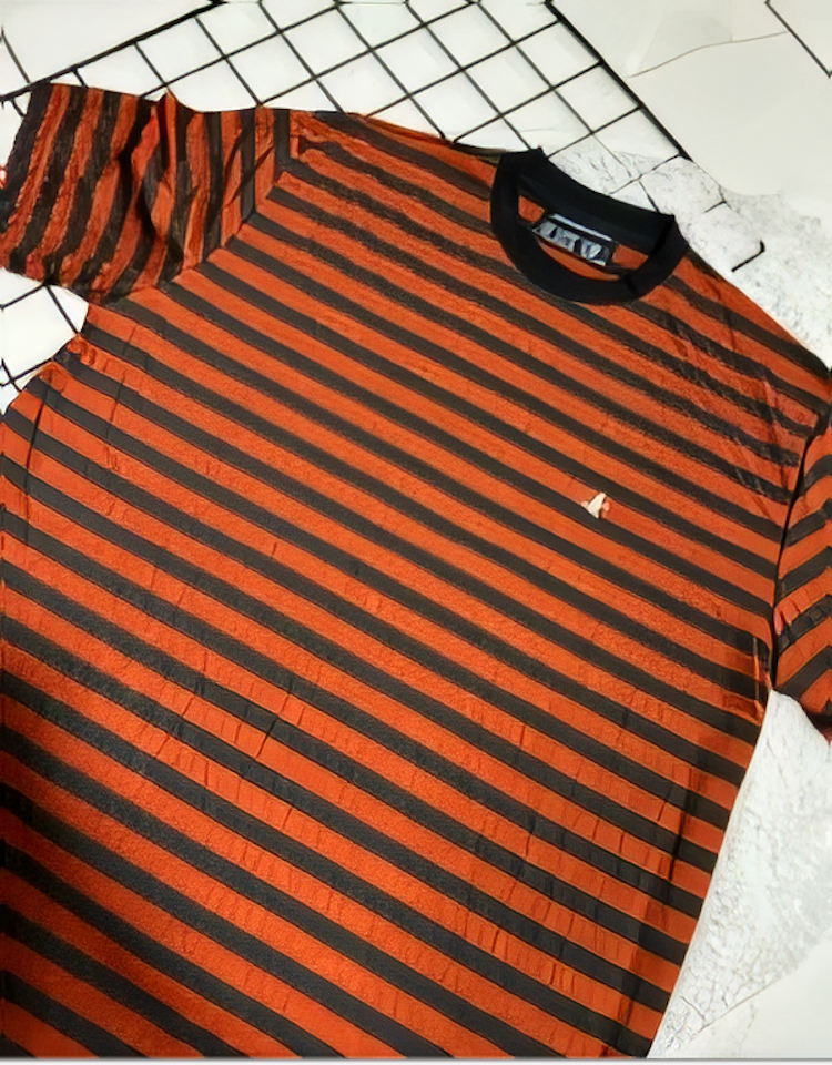 Camiseta Masculina Listrada Laranja